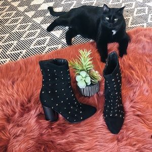 NASTYGAL Studded Faux Suede Bootie Heels